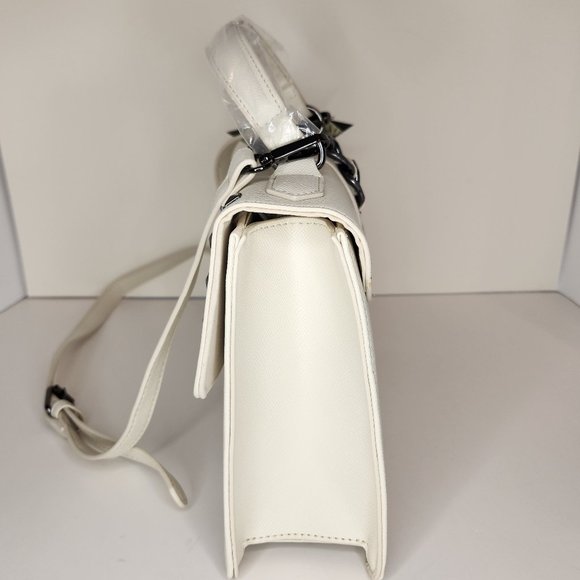 Badgley Mischka Flap Bag Crossbody with Studs/Chain - Off White - NWT - Picture 9 of 11